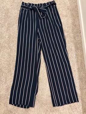 Navy Pinstripe Dress Pants — size M